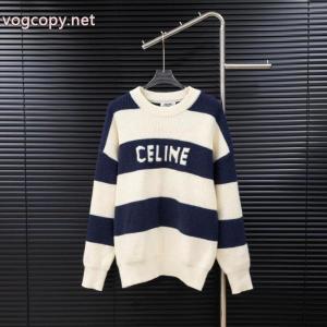 CELINEスプライスストライプロングセーター