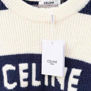 CELINEスプライスストライプロングセーター