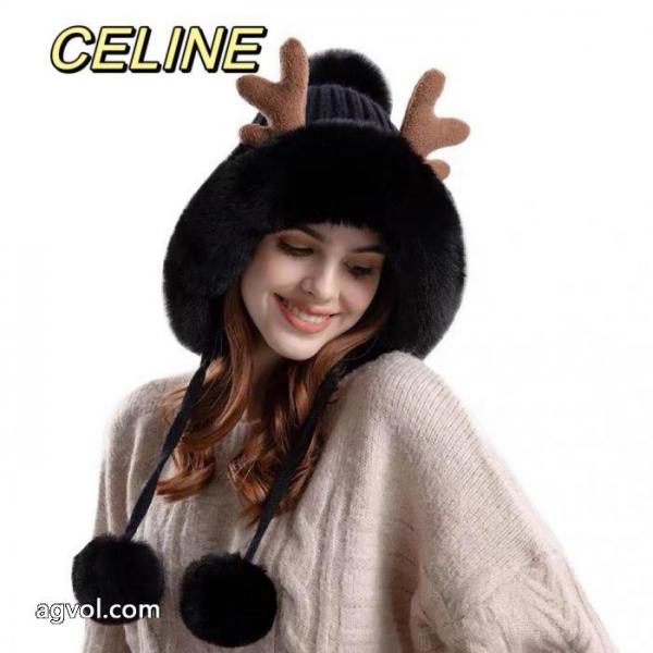 CELINEの新作クリスマス鹿の角保温ニット帽を厚くした毛糸帽子 3