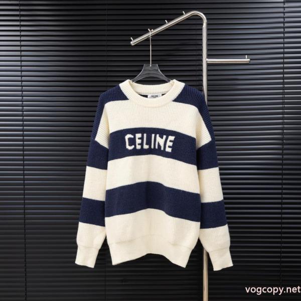 CELINEスプライスストライプロングセーター 0