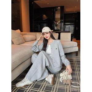Celineセリーヌ凱旋門刺繍オーダーメード金具ラウンドネックコートロングパンツレジャーセット
